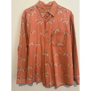 Woolrich Duck Print Button Up Shirt Men’s Large Outdoor Hunting Camp Rustic